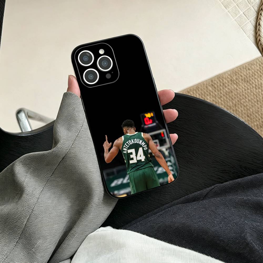 Чехол для телефона Giannis Antetokounmpo 34 Для iPhone 17, 16, 15, 14, 13, 12, 11 Plus, Pro Max, Другие Мягкий Черный Чехол