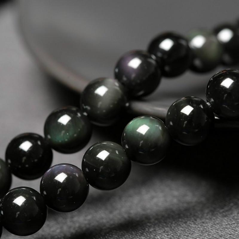 Браслет унисекс из черного обсидиана с мотивами дракона и феникса для удачи и защиты