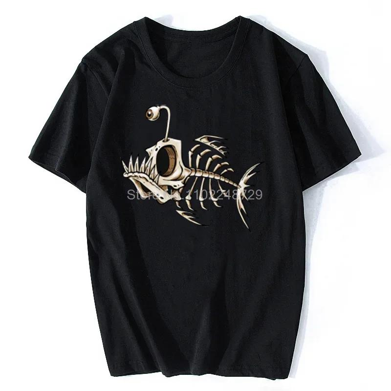 Bonefish Skull Deep Sea Fish Skeleton Funny Fisherman Angler T-Shirt  O-Neck Short Sleeve T Shirt Oversize Streetwear