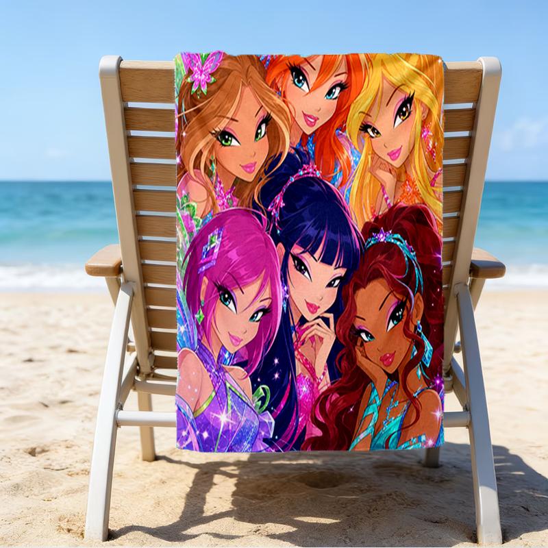 Ultra-Soft Beach Towel with Winx Club Theme,Ideal for Pool - Camping, Diving - Perfect Travel Essential, Vibrant Beach Towel.
