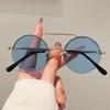 Vintage Round Sunglasses Men New Fashion Rimless Double Bridge Shades Women Retro Trendy Brand Design Sun Glasses