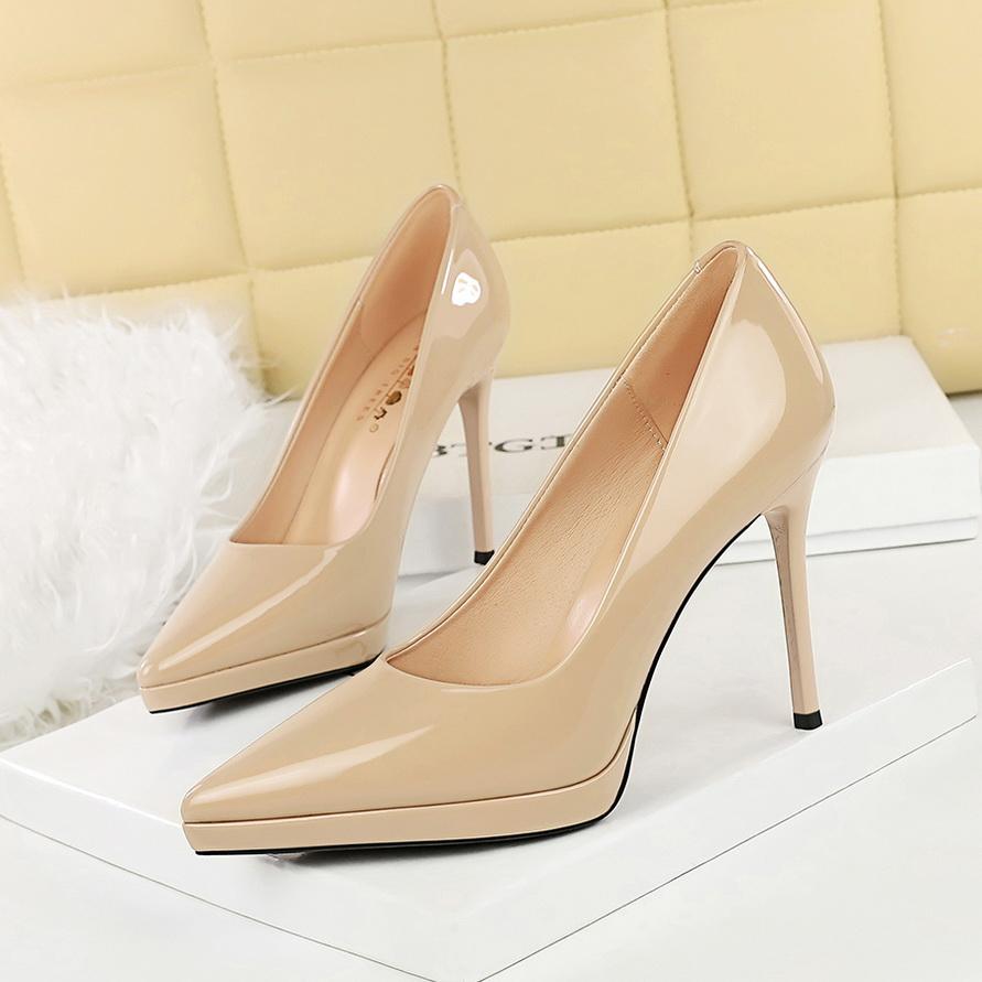 Модные банкетные женские туфли на тонком каблуке, лакированная кожа, с мелким вырезом, с острым носком, на очень высоком каблуке, водонепроницаемые туфли на платформе