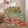 Retro Cinema Popcorn Flannel Blanket  Soft Cozy AllSeason Couch Bed Movie Night Gift