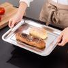 Stainless Steel Food Storage Tray Fruit Bread Dish Rectangular Steamed Sausage Barbecue Plate Kitchen Cake Pastry Baking Pan