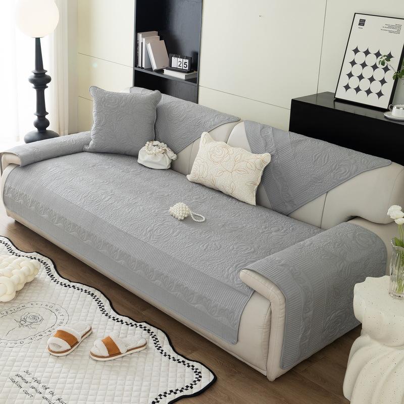 Pure Cotton Sofa Cushion for All Seasons, Fabric Non-slip Cushion, Light Luxury, Simple, Modern Sofa Cover, Washable Cover