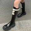Fashion Platform Women Shoes Chelsea High Boots Fashion Punk Leather Motorcycle Boots Winter 2025 New Non Slip Chunky Goth Botas Mujer