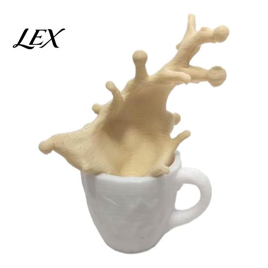 3D Printed Home Decor Spilling Coffee Mug Figurine, Splash Cup Sculpture, Creative Artistic Theme Gifts Tabletop for Office Desktop, Gift Lovers Art