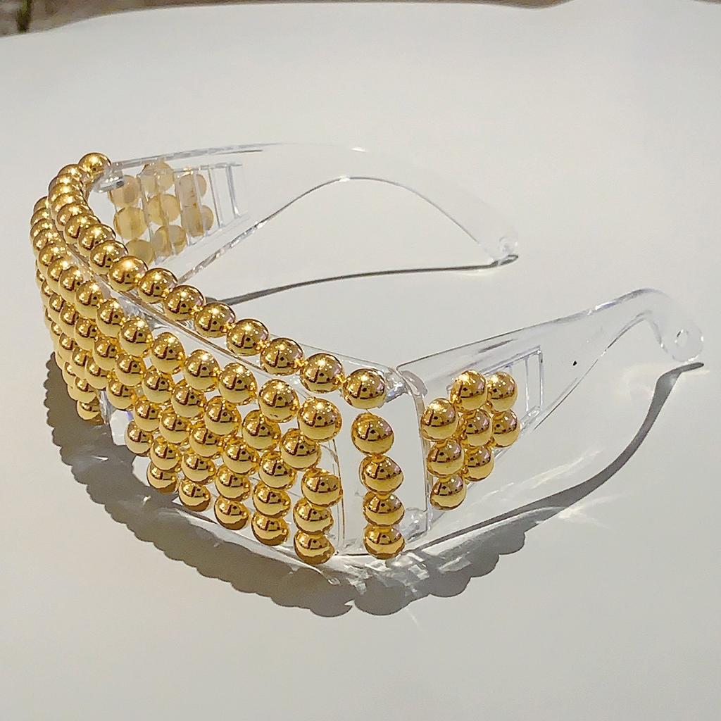 Vintage Brand Designer Oversized Square Pearl Sunglasses Women For Men Luxury Sun Glasses Punk Big Frame Rimless Party Eyewear