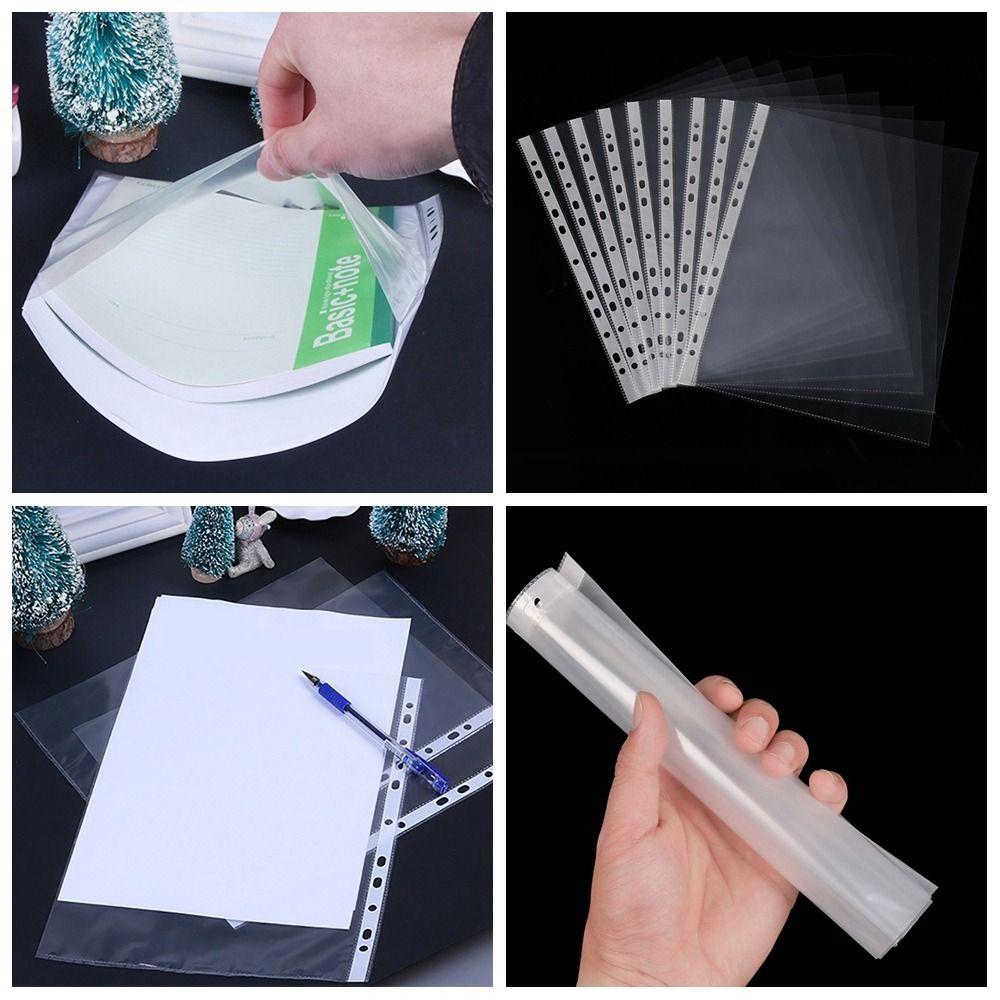 100PCS Transparent A4 Loose-leaf File Pocket 11 Holes File Storage Protective Film