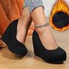 Women's Velvet Leather Wedge Heels: Versatile & Comfortable, Large Sizes Available