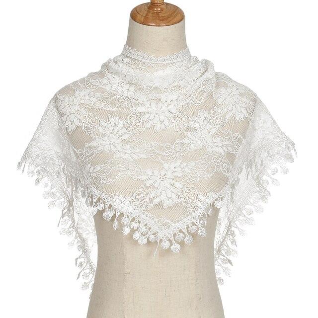 White Black Flower Women Scarf Spanish Mantilla Lace Catholic Veil For Chapel Church Shawl Head Covering Scarf Bandana Headband EMA