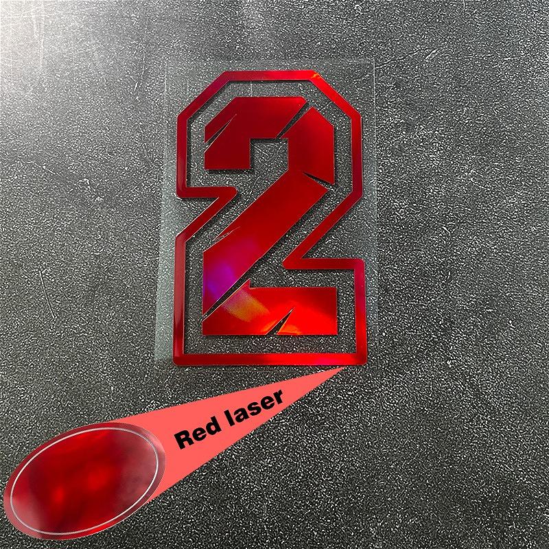 1PC Red Laser Motorcycle Number Stickers Funny for Scooter Front Fairing Racing Helmet Self-adhesive Waterproof Vinyl Decals