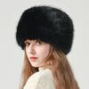 Women Winter Hat Faux Fur Soft Thick Elastic Anti-slip Warm Windproof No Brim Solid Color Ear Protection Basin Hat Outdoor Hunting Cap