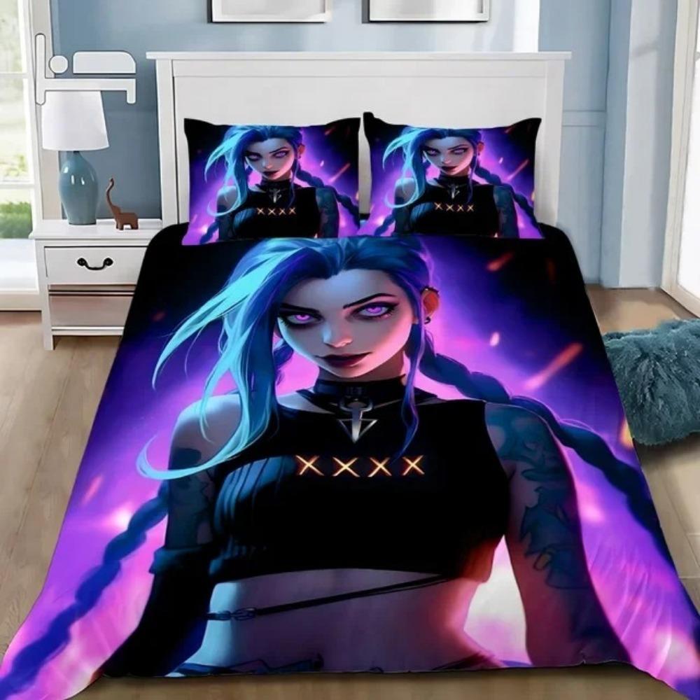 Anime 3D Print Arcane Down duvet cover pillowcase LOL Jinx Adult Boy Girl Bedroom Decoration Single Double Size Bed size