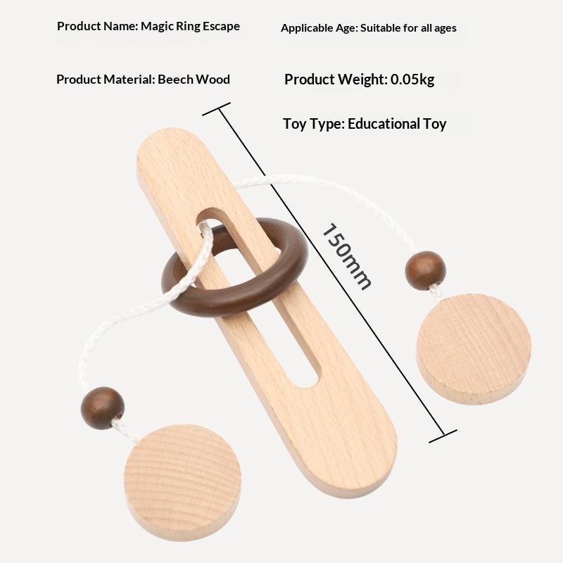 3D Wooden Interlocking Ring Puzzle IQ Challenge Brain Toy High Quality Solid Wood Perfect Classroom Prize for Elementary School Students
