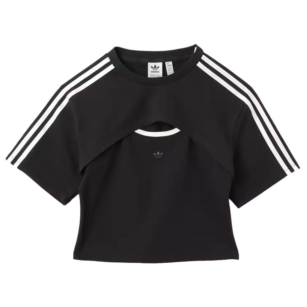 Adidas Оригинальная модная футболка с круглым вырезом, облегающая, с коротким рукавом, женские топы, черная, белая, JD0042