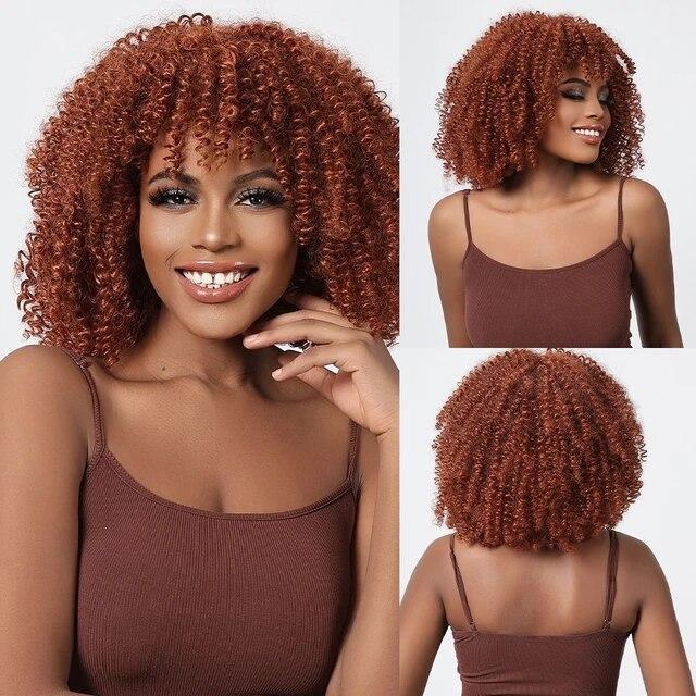 Короткие блондинки вьющиеся афро японские высококачественные парики из волокна для женщин вьющиеся черные женские парики с челкой повседневный парик для косплея