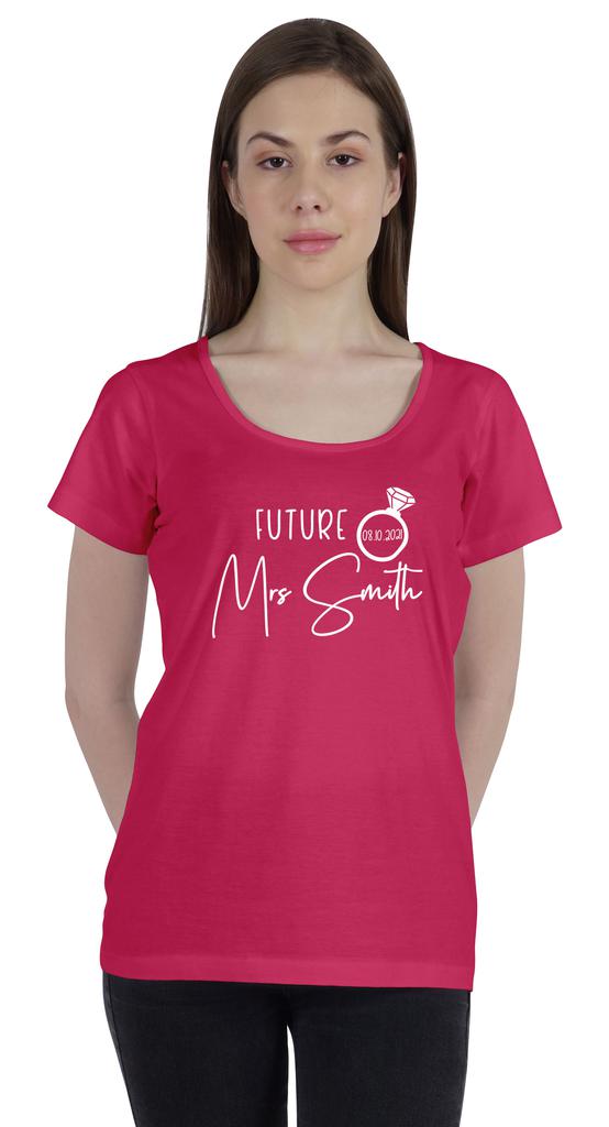 Inkdotpot Персонализированная женская футболка с надписью «Будущая миссис» на свадьбу