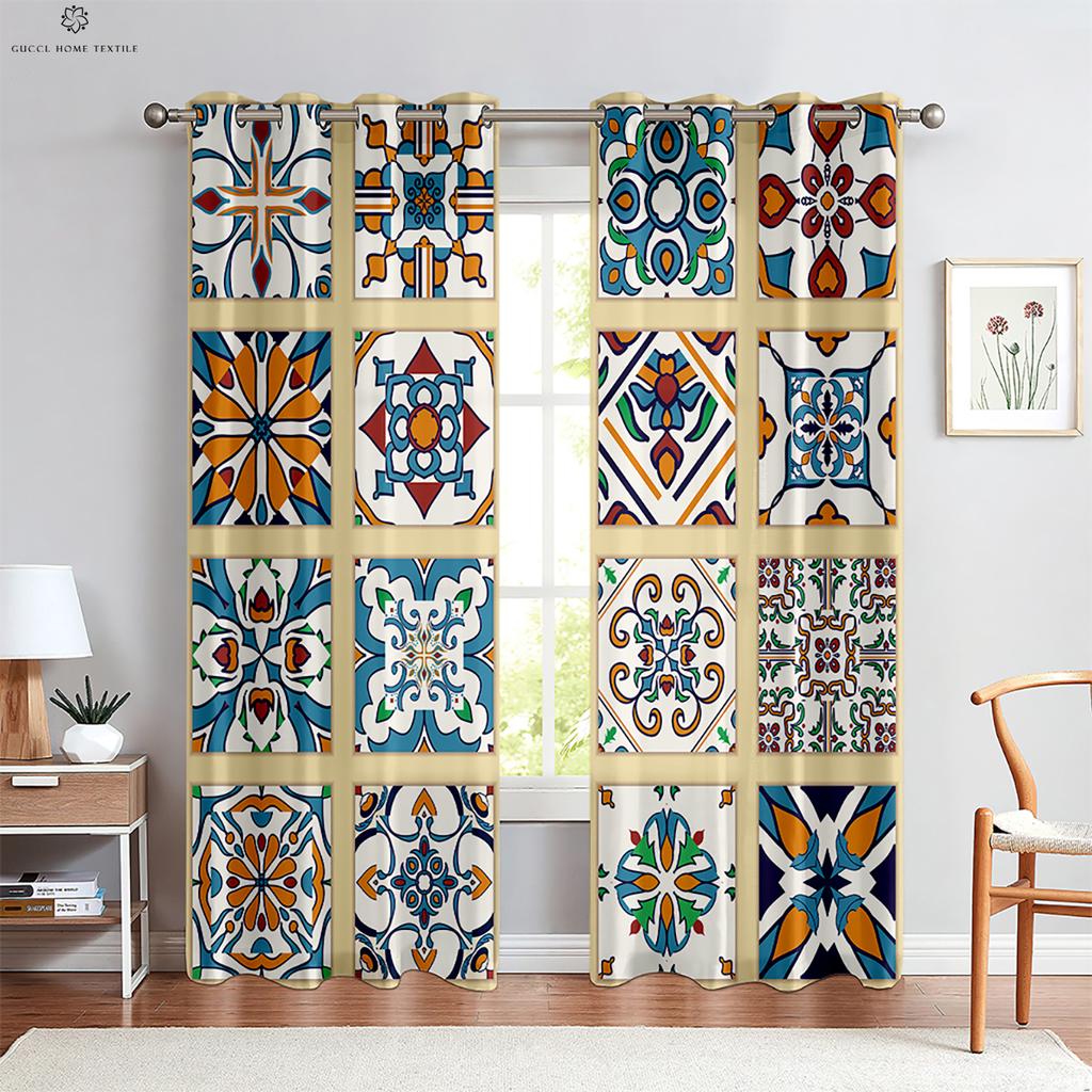 Красочные клетчатые занавески, ретро-богемный стиль, подходят для спальни, гостиной, украшения балкона, украшения дома