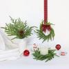 6 Pcs Mini Christmas Wreaths Artificial Norfolk Pine Wreath Small Cabinet Wreath with Bow for Kitchen Window Front Door Holiday Decor