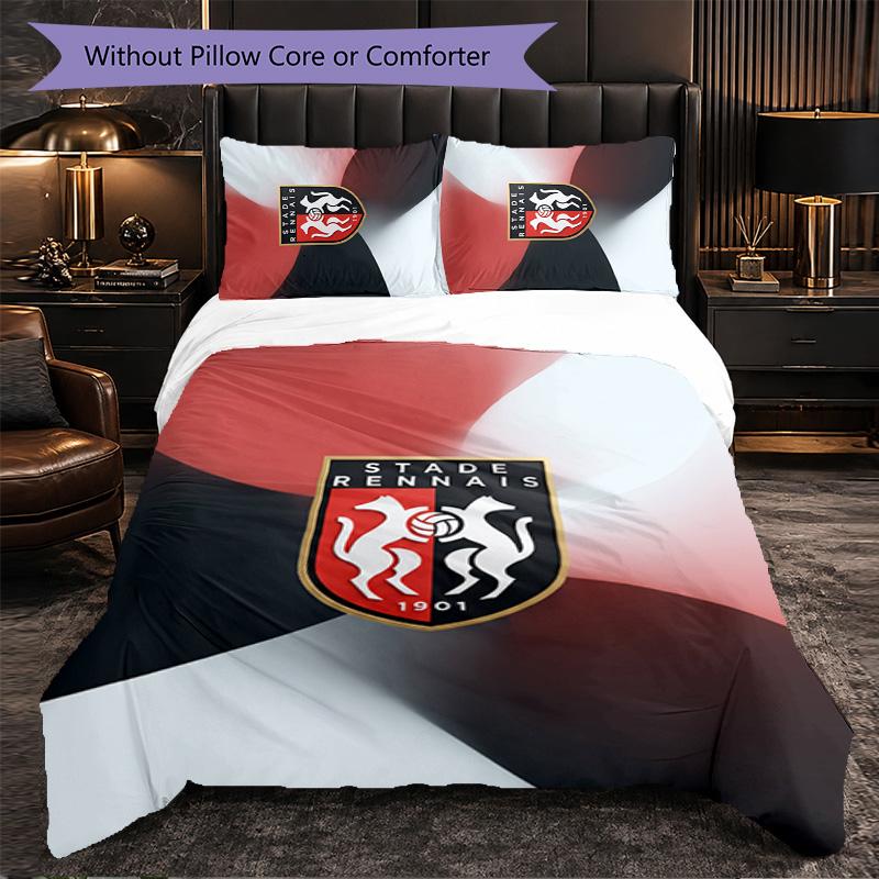 Stade Rennais FC Themed Bedding 3Pcs Duvet Cover Set Decorative Bed Linen For Teen Room Home Decoration
