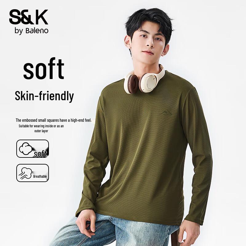 Baleno Men's S&K Waffle Knit Long Sleeve T-Shirt with Mountain Print