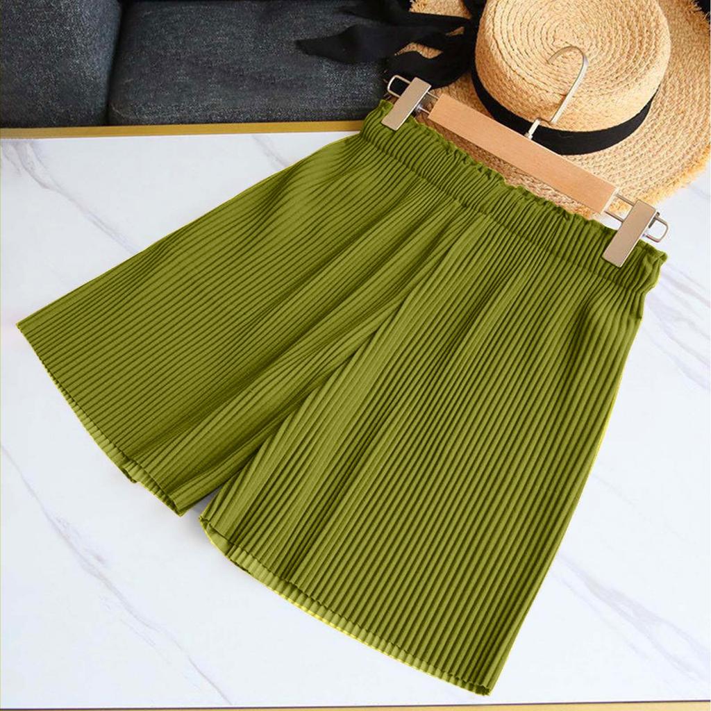 Повседневные брюки-четвертинки с высокой талией и оборками, прямые широкие брюки