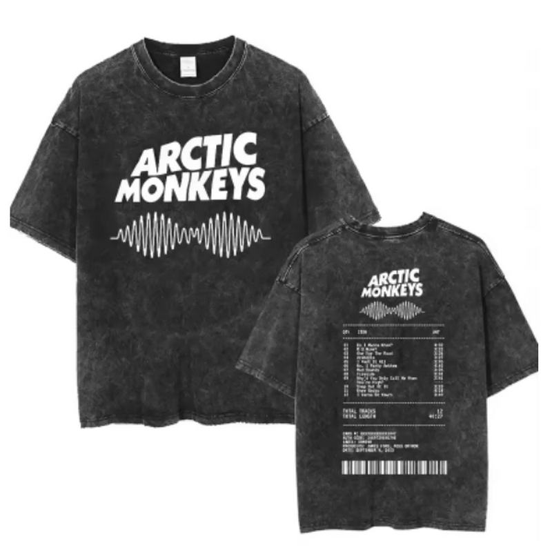Y2k Hip Hop Streetwear Short Sleeve Tee Retro Arctic Monkeys Rock Album Graphic Vintage Oversized Shirt For Men