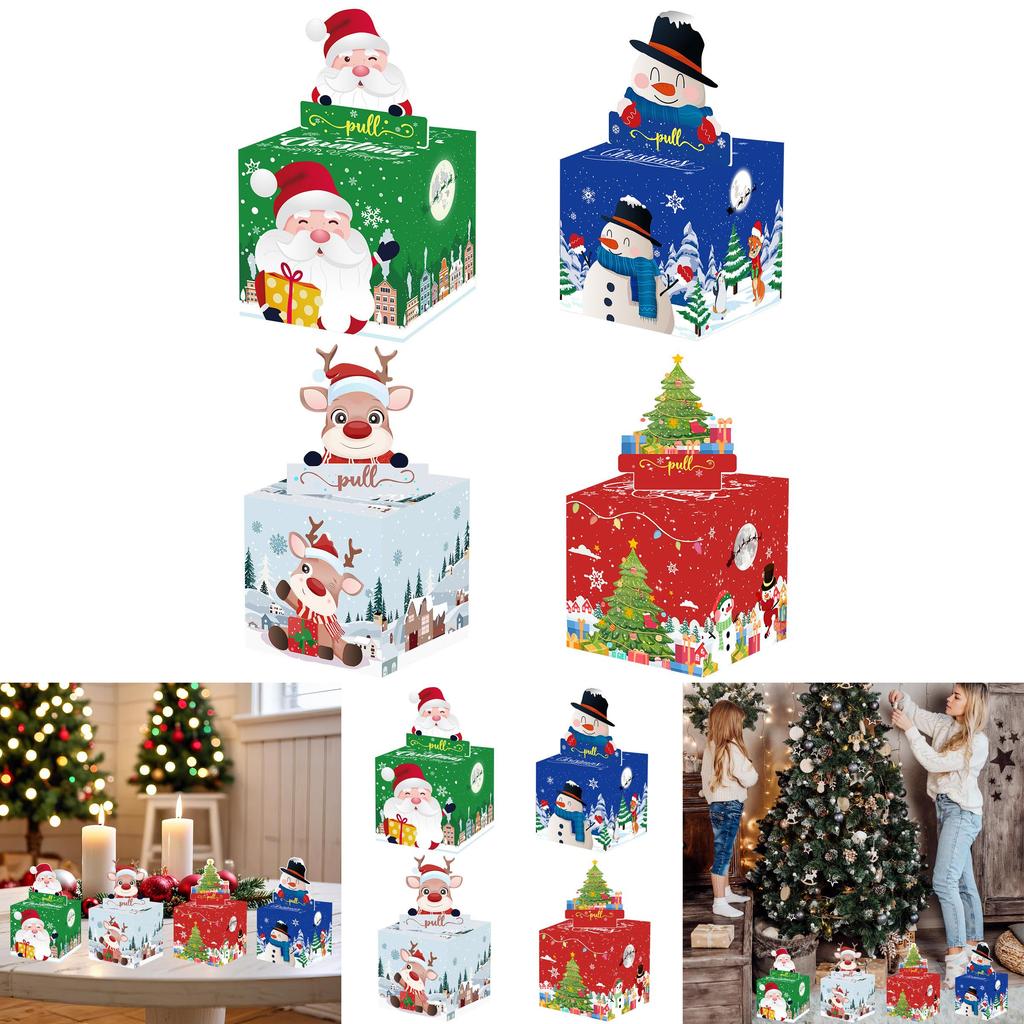 Christmas Themed Santa Claus Snowman Pattern Money Box For Holiday Party Decor And Gift Giving