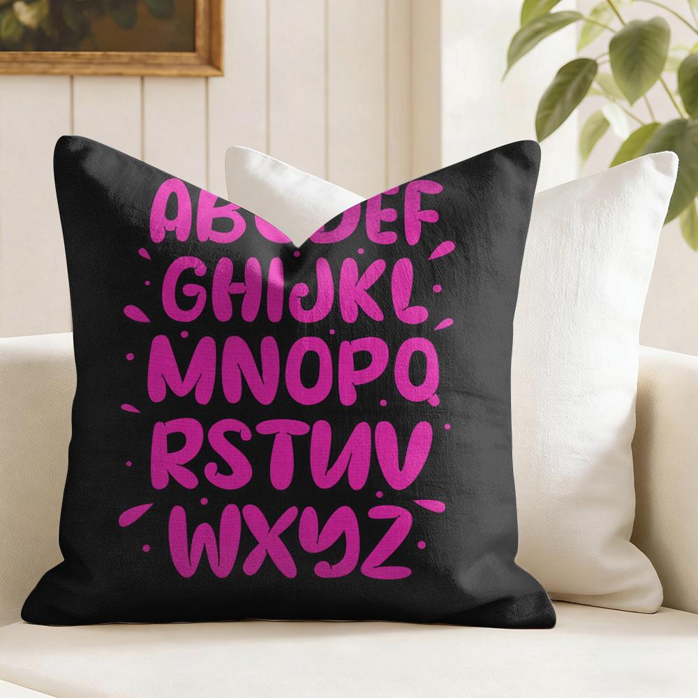 Handwritten Fonts Pattern Cushion Cover Natural Linen Pillow Cover DoubleSided Print Cushion Cover for Sofa Home Decor