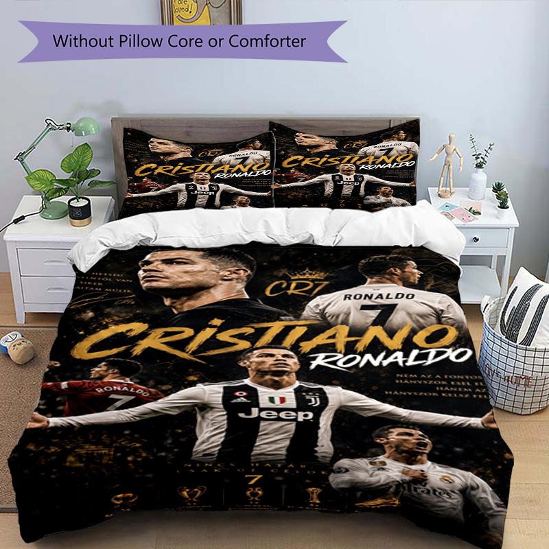 Ronaldo's Cr7 Celebration Moment Bedding Set, Breathable Duvet Cover with Pillowcases, Soft Bed Linen for Bedroom Home Decoration, Perfect Festival Bi
