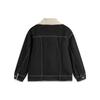Li Ning Sports Lifestyle Series Solid Color Faux Lamb Fleece Warm Loose Washable Denim Jacket Women Jacket Deep-Black-Denim AJDT628-2