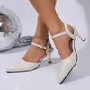 Fashion One-line Strap Stiletto Sandals Autumn New Pointed Toe Shallow Mouth Non-slip Wear-resistant Wrapped Head High Heels