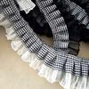 7cm Wide Plaids Satin Ribbon Pleated Lace Collar Trims White Black Embroidery Ribbon DIY Clothing Hats Decor Sewing Accessories
