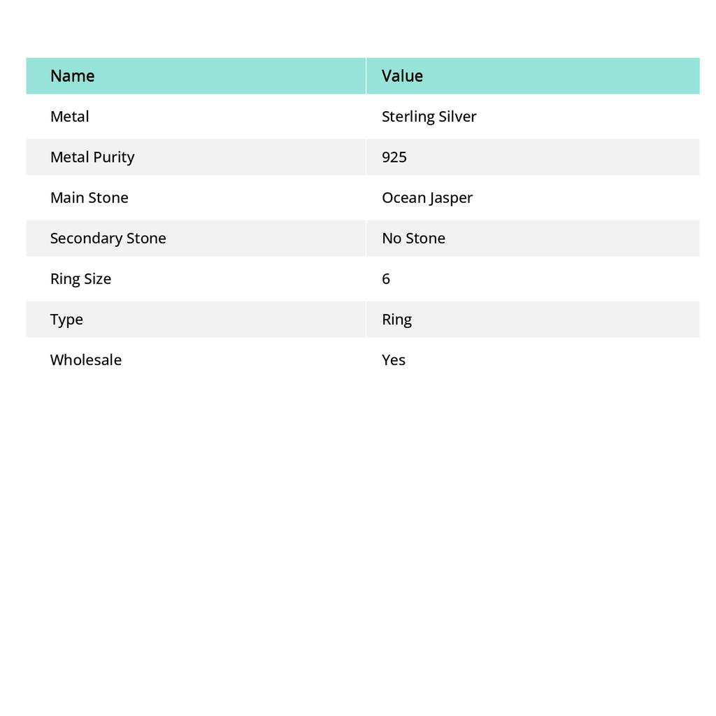Океанический Яшма Ручной работы Ювелирное изделие из стерлингового серебра 925 пробы Кольцо Размер от 6 до 71