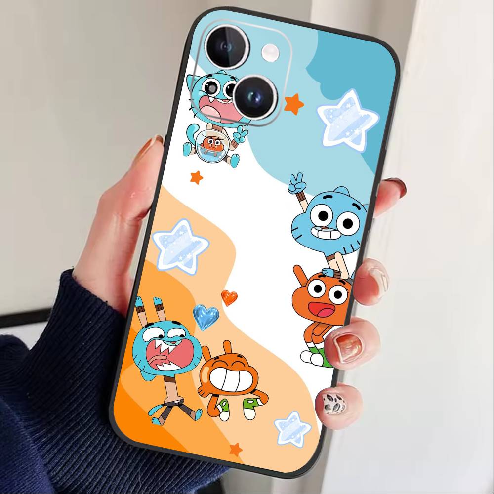 Чехол для телефона J-Gumball и Darwin для iPhone 16,15,14,13,12,17,Pro Max,Plus Силиконовый Черный Чехол