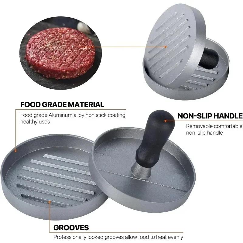 Новый пресс для бургеров с антипригарным покрытием, алюминиевый пресс для гамбургеров, кухонная утварь для барбекю и гриля