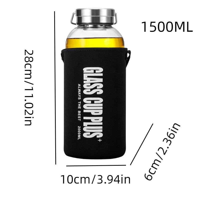 High Borosilicate Glass Sport Water Bottle With Large Capacity Portable And Leak-proof Ideal For Outdoor Activities