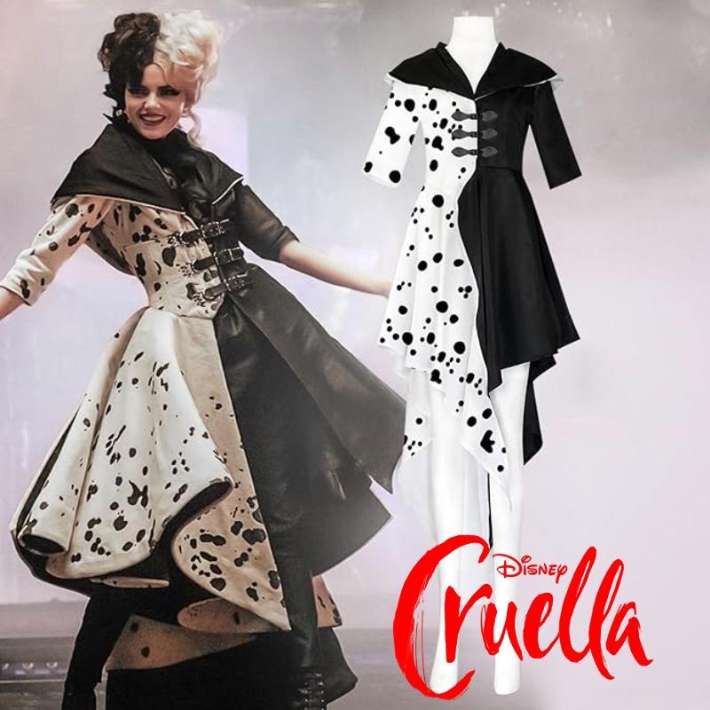 Cosplay Dress Inspired By 101 Dalmatians Black And White Witch Cruella De Vil
