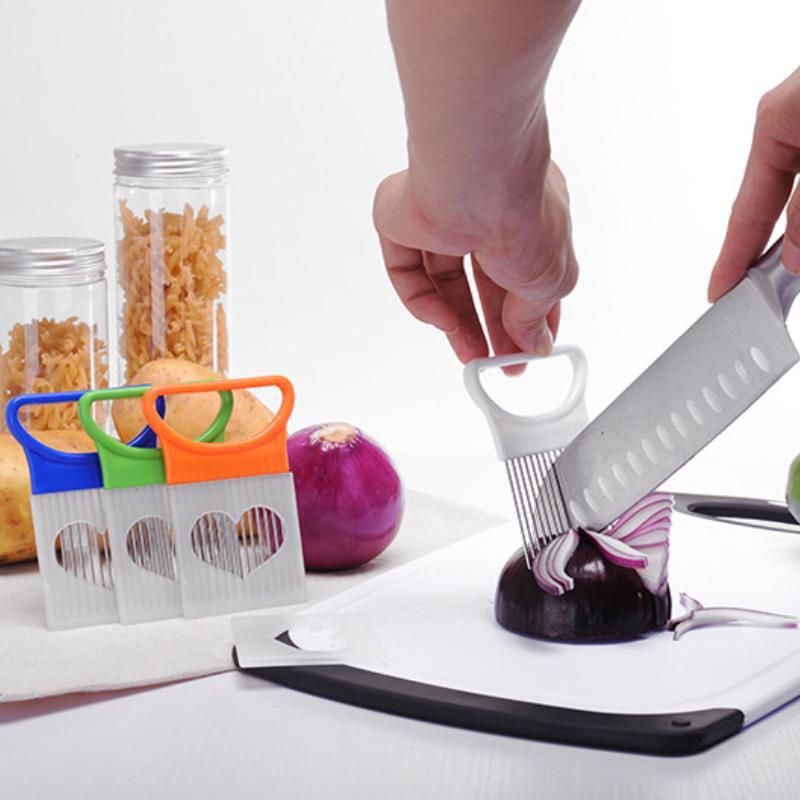 Stainless Steel Onion Fork Vegetable Slicer Tomato Cutter Metal Meat Needle Kitchen Accessories