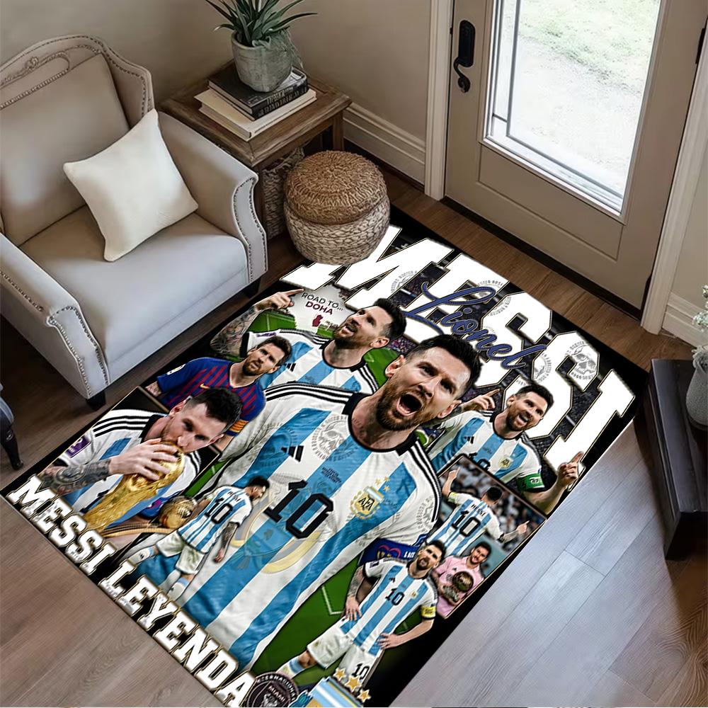Lionel Messi Celebration Carpet Design for Outdoor Playrooms Hallway Entryway Anti-slip Rug Decorate Offices Perfect Birthday/Christmas Gift Idea