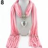 Women Fashion Soft Bead Tassels Scarf with Love Heart Charm Pendant Accessory