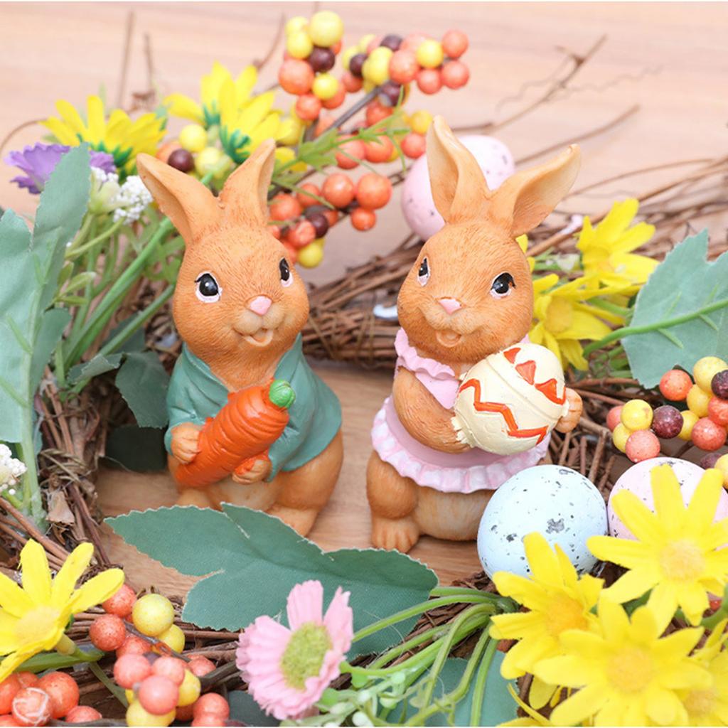 2 шт. кролик, животное, пасхальное украшение, стоящая статуя кролика на открытом воздухе, небольшой садовый кролик, украшение для двора, кролик, украшения, декоративная садовая статуя