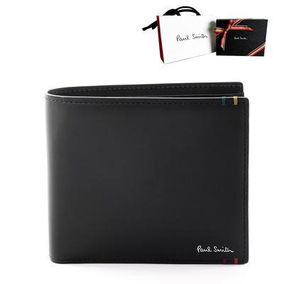 Мужской кошелек бифолд Paul Smith, Натуральная кожа, Пакет для покупок, Включает одну салфетку для чистки (Негравированный, Черный) [Доступна подарочная упаковка]