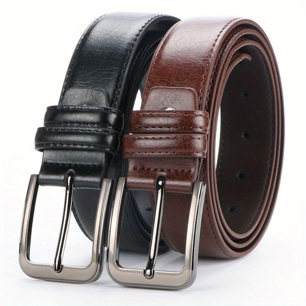 Versatile Zinc Zinc Alloy Leather Belt Texture Pin Buckle Belt Luxury Casual Waist Belt Elderly People
