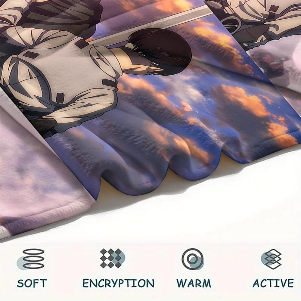 1 шт. Фланелевое одеяло с принтом «Атака титанов», Высокое качество, Для всех сезонов, Декор для дома, Тепло и комфорт, Идеально для рождественских подарков