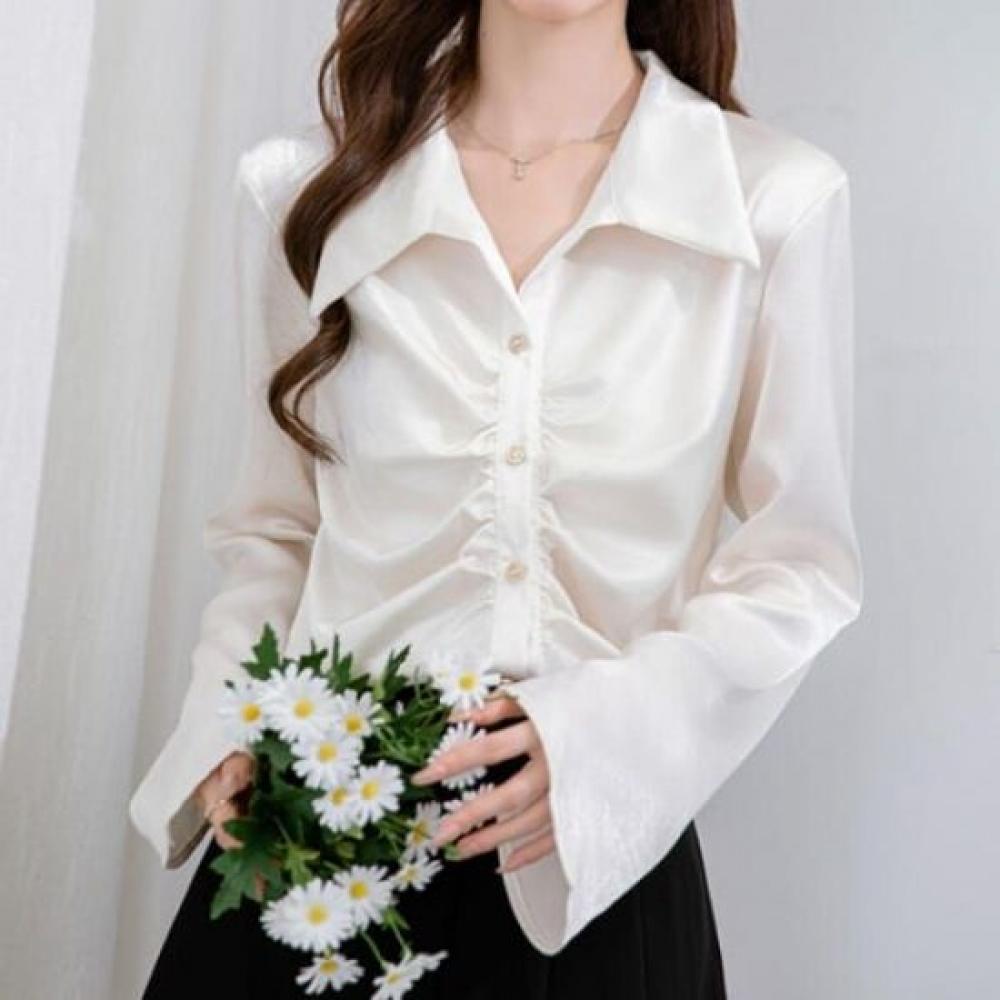 Navava Women Shirring Collar Long Sleeve Blouse Nb3008