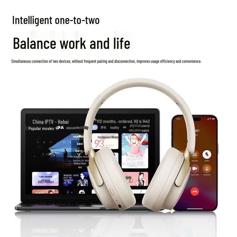 Picun NC60 Pro AI Noise Cancelling Spatial Audio Wireless Over-Ear Headphones