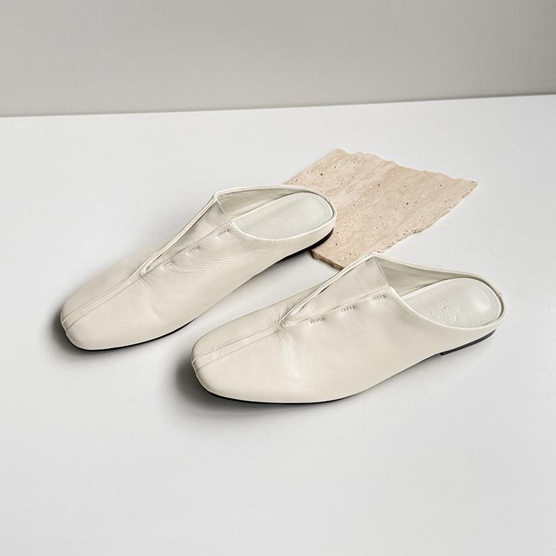Мода 2025 Новая Мода Туфли-балетки с квадратным носком Женские Весна Лето Офис Леди Вечеринка Обувь из натуральной кожи Женские Шлепанцы Мюли