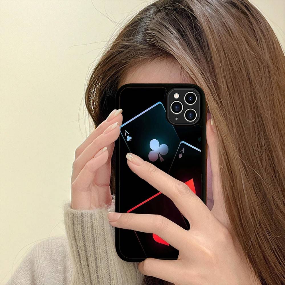 Чехол для телефона с рисунком в виде карт для покера для IPhone 16 Pro Max 15 14 Plus 14 13 12 11 17 PC+TPU Чехлы Задняя крышка